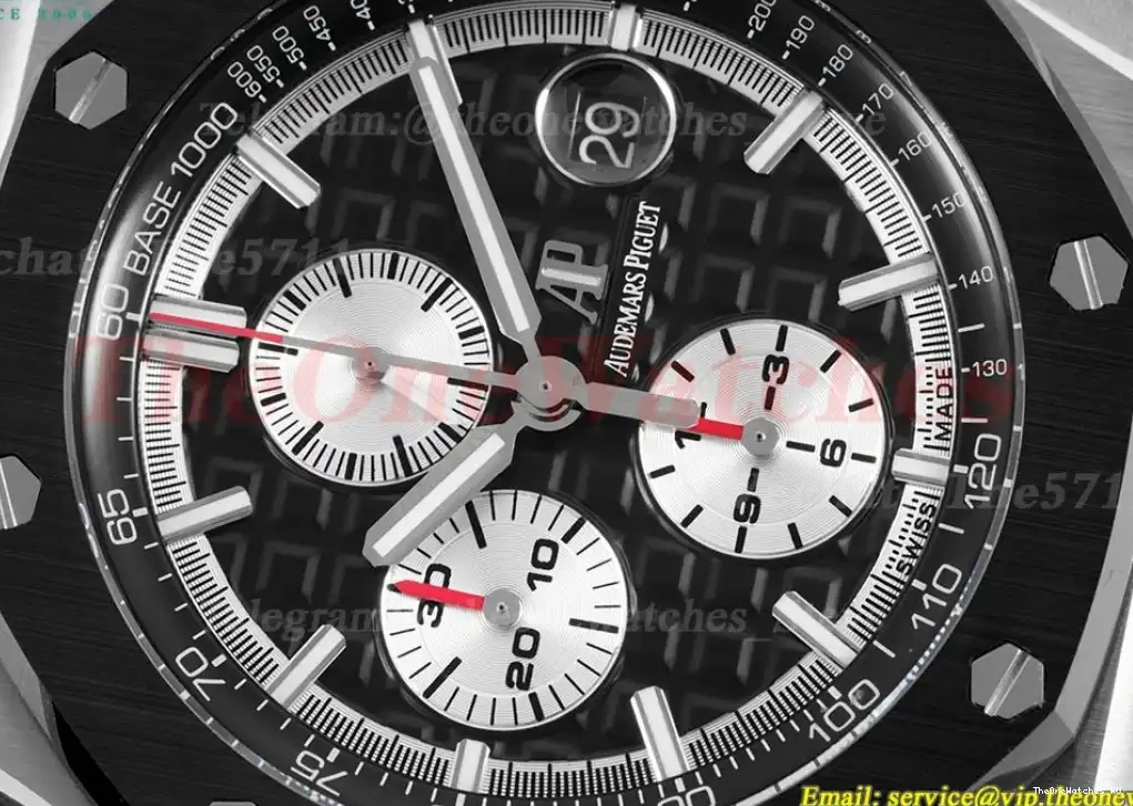 Black 44mm JJF White RU Oak Royal Offshore SS A3126 26400IO 0413